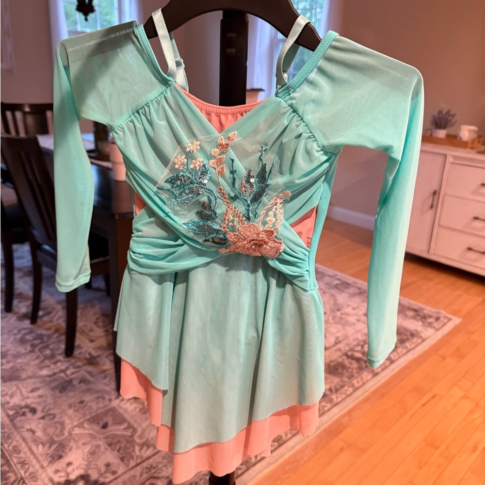 Revolution Blue and Pink Dance Costume with Flutter Sleeves